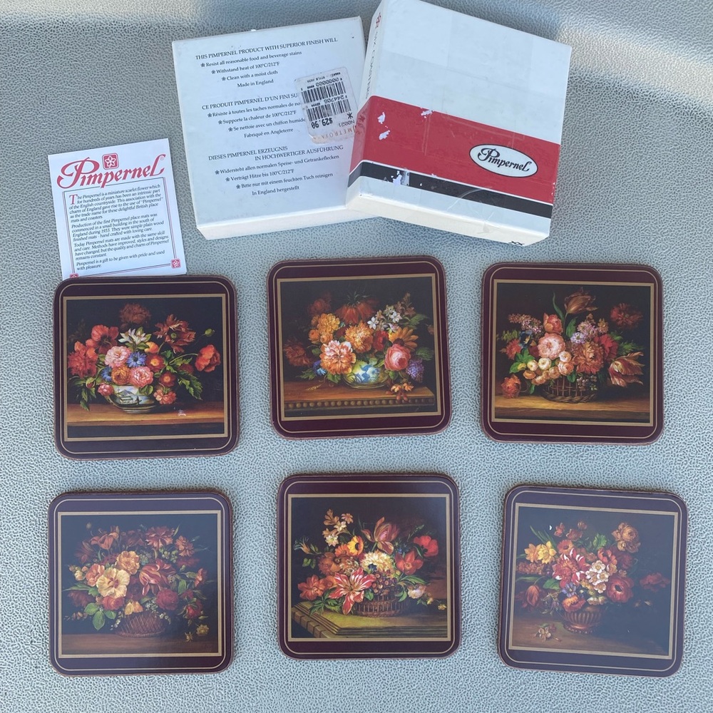 6 Pimpernel Vintage Floral Coasters